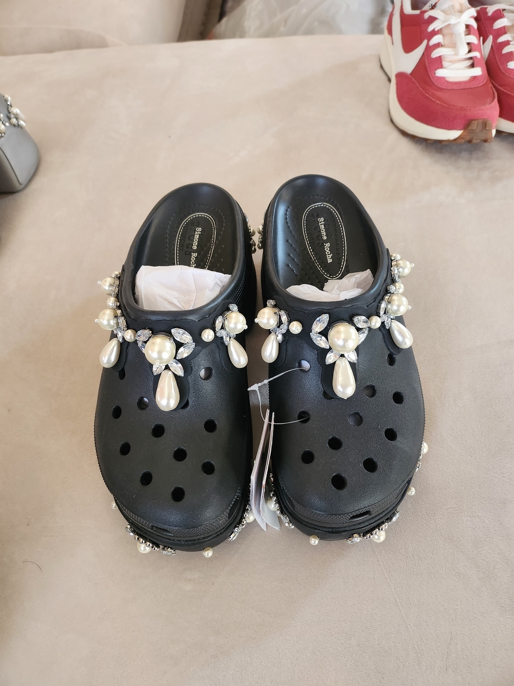 CROCS  Simone Rocha Black Pearl & Crystal Embellished Slip-On Clogs